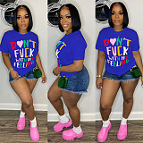 WHOLESALE | Letter Print Short Sleeve Casual T Shirt