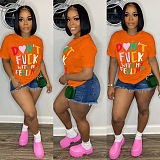 WHOLESALE | Letter Print Short Sleeve Casual T Shirt