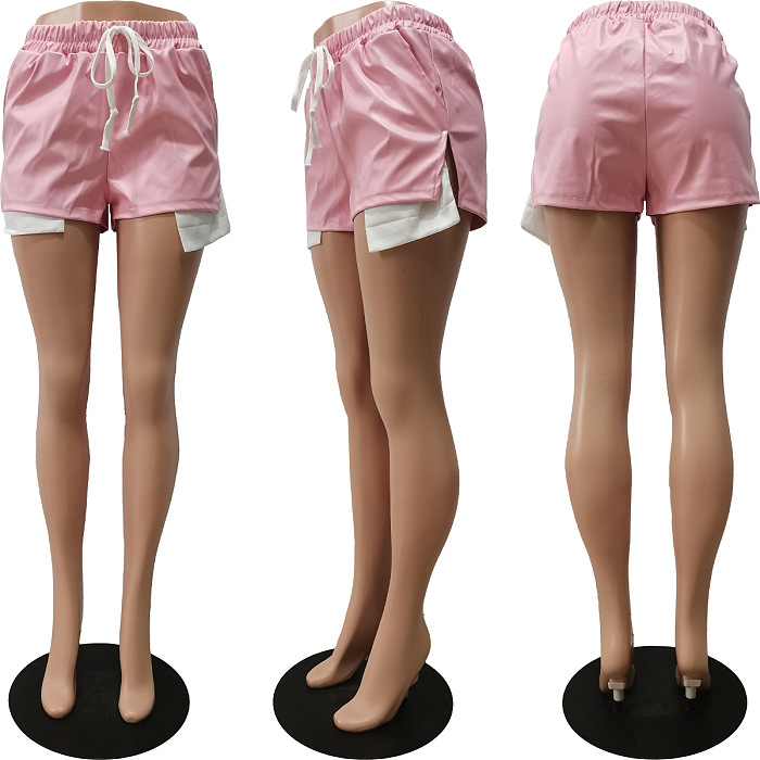 WHOLESALE | Tie Up PU Leather Split Shorts