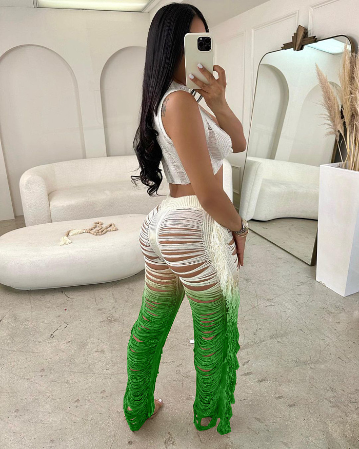 WHOLESALE | Tassel Hem Vest Pants Set