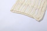 WHOLESALE | Knitted Back-tied Beach Skirt Set in Creamy