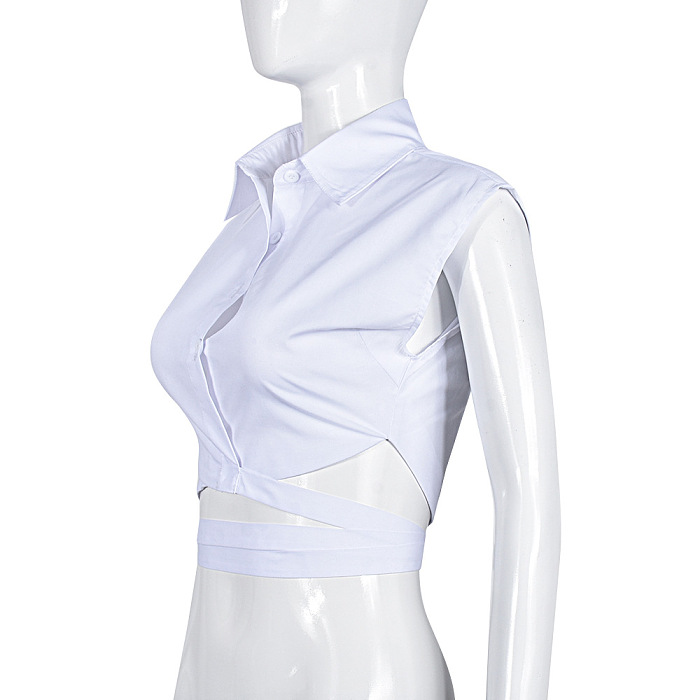 WHOLESALE | Strap Back Self-tied Off Shoulder Shirt