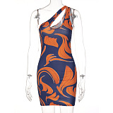 WHOLESALE | Printed One Shoulder Dress