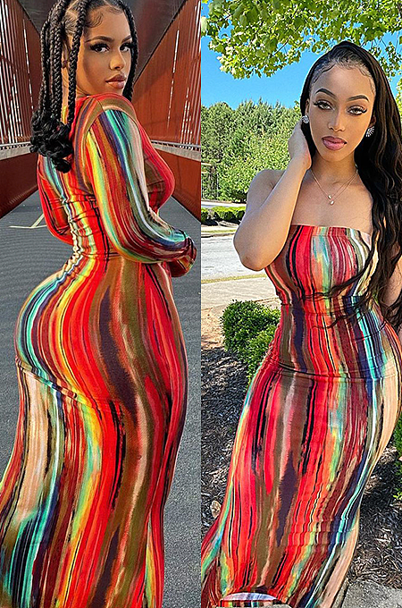 WHOLESALE | Marble Red Long Dress