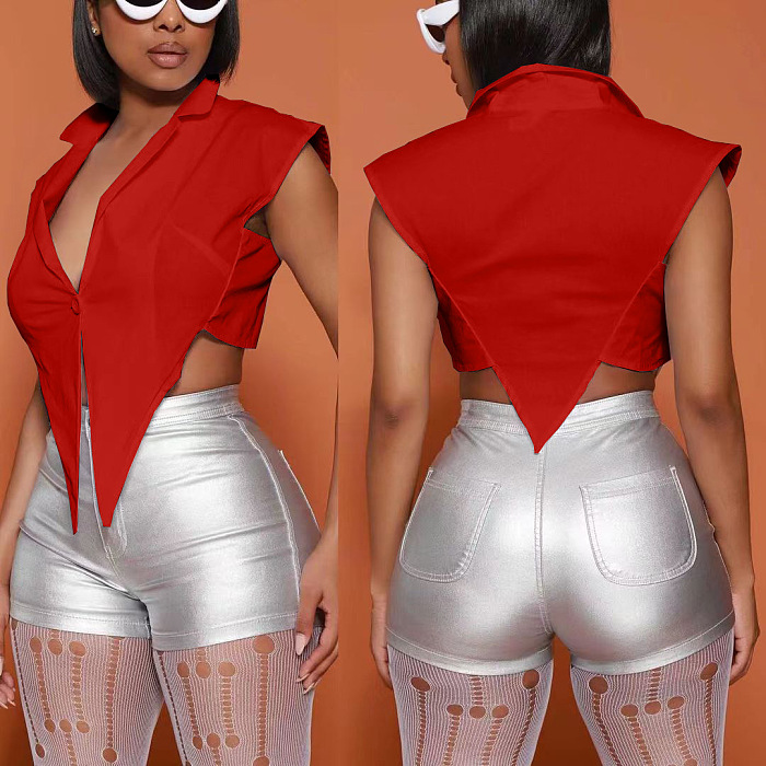 WHOLESALE | One Button Plunging Neck Off Shoulder Shirt