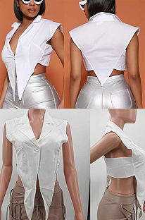 WHOLESALE | One Button Plunging Neck Off Shoulder Shirt