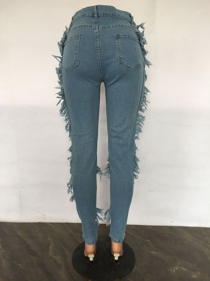 WHOLESALE | Distress Tassel Hem Jeans