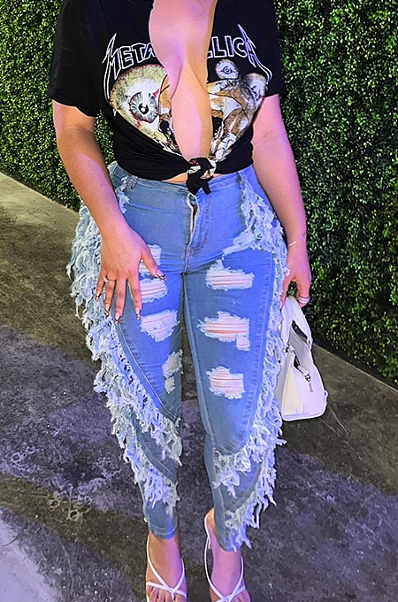 WHOLESALE | Distress Tassel Hem Jeans