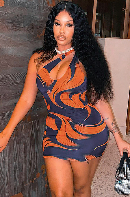 WHOLESALE | Printed One Shoulder Dress