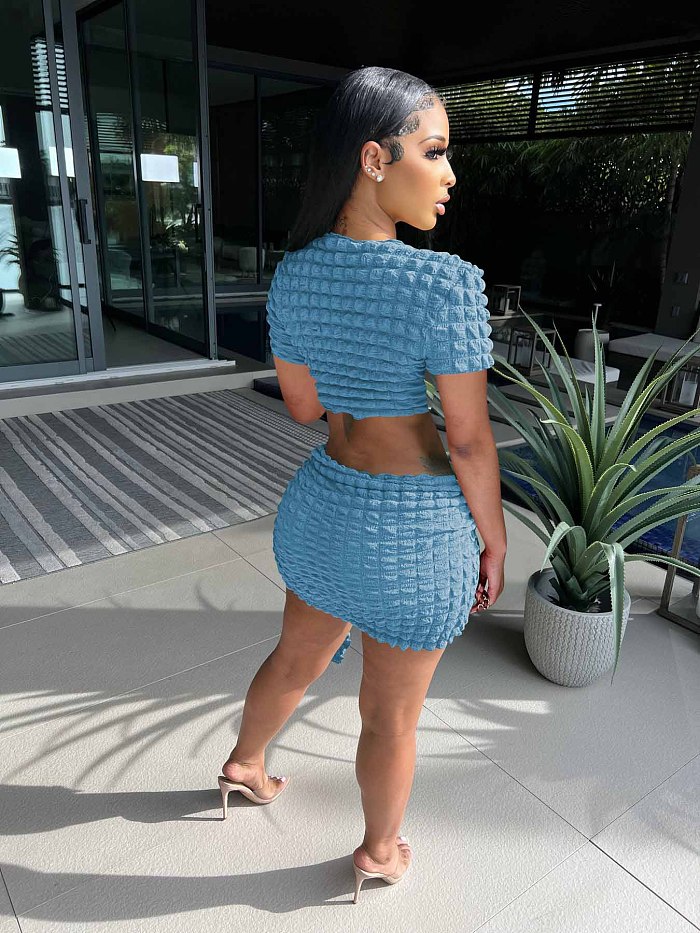 WHOLESALE | Popcorn Crop Skirt Set