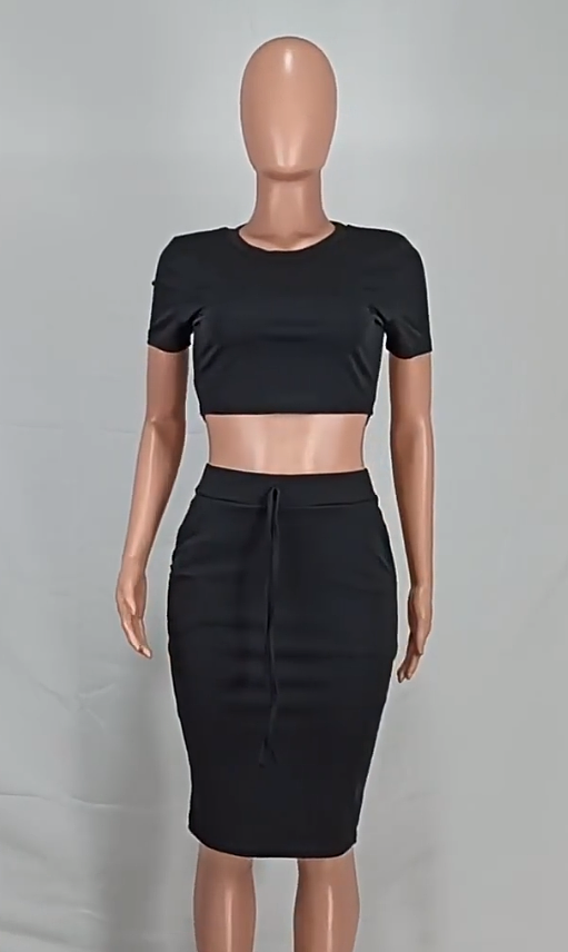 WHOLESALE | Crop Top Self-tied Sklirt Set