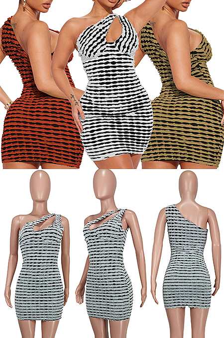 WHOLESALE | Wave One Shoulder Dress