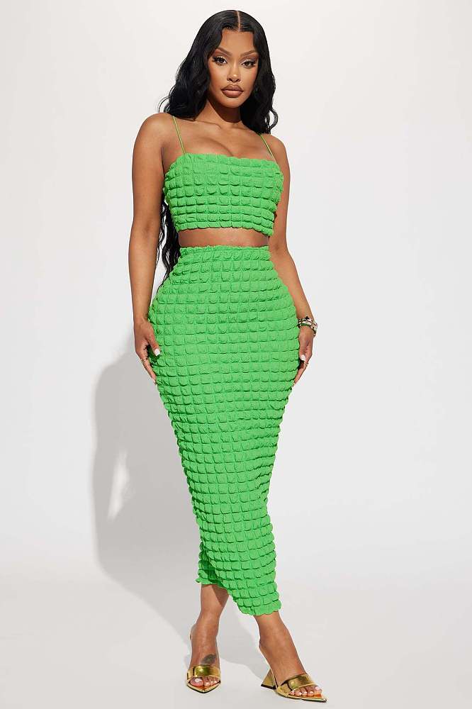 WHOLESALE | Popcorn Crop Skirt Set