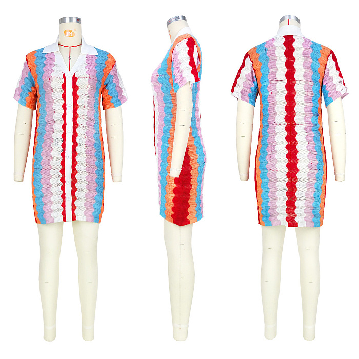 WHOLESALE | Rainbow Knitted Button Up Dress