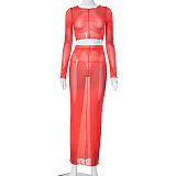 WHOLESALE | Chiffon Pattern Skirt Set in Red