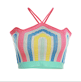 WHOLESALE | Color Panel Knitted Halter Skirt Set