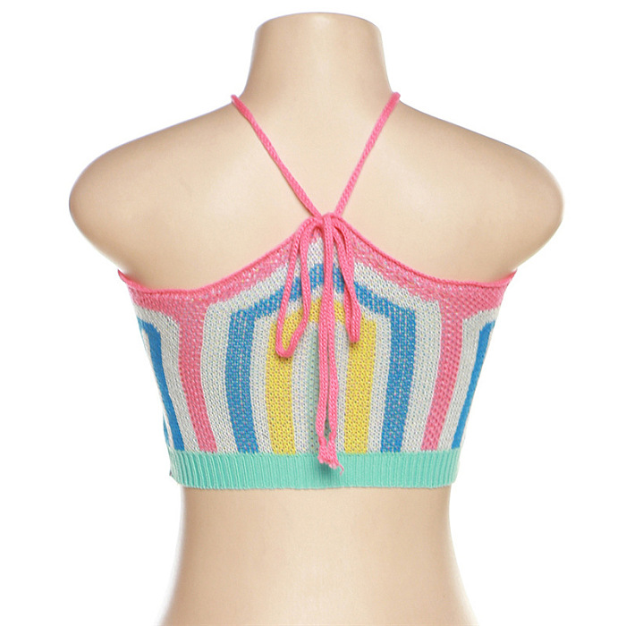 WHOLESALE | Color Panel Knitted Halter Skirt Set