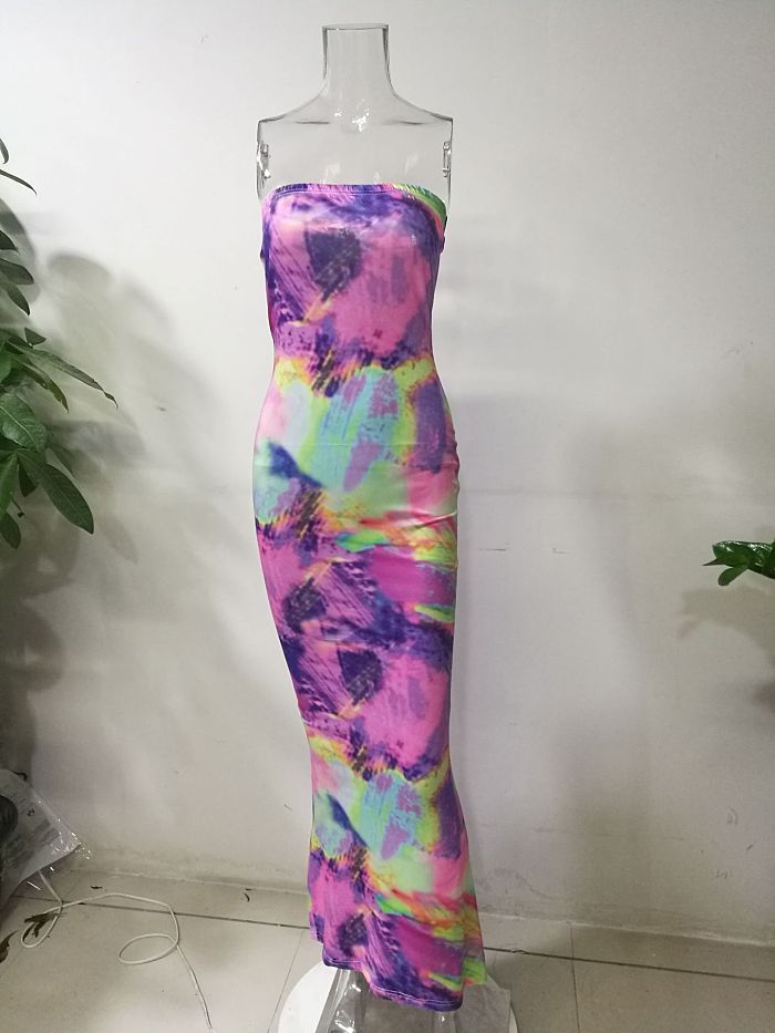 WHOLESALE | Marble Red Long Dress in Pink