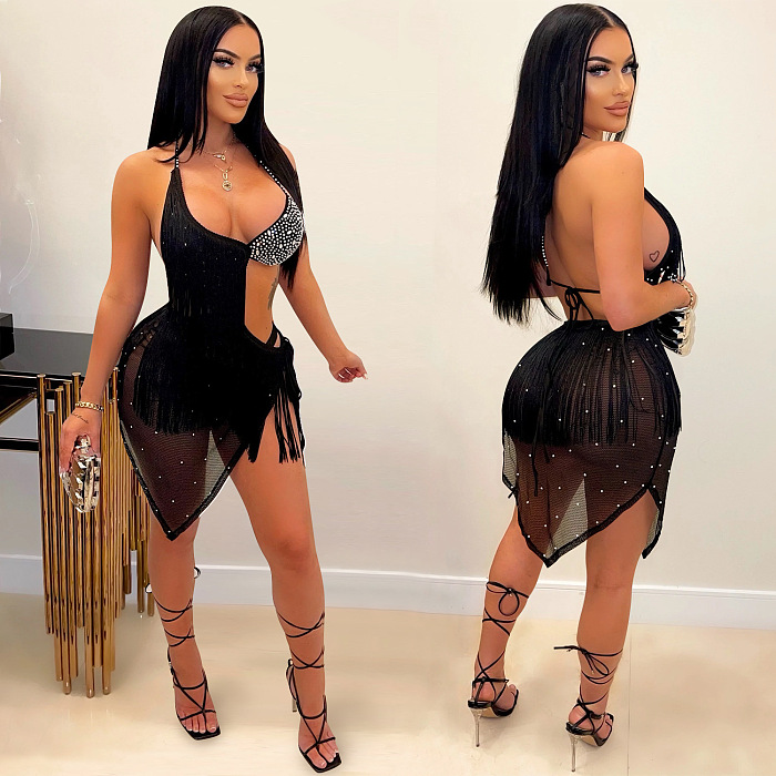 WHOLESALE | Tassel & Rhinestone Back Tied Dress