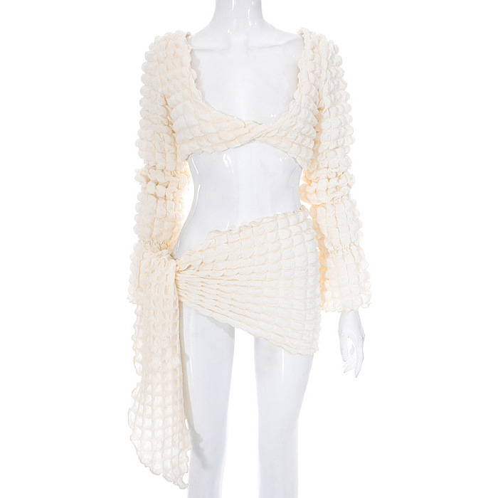 WHOLESALE | Popcorn Crop Skirt Set
