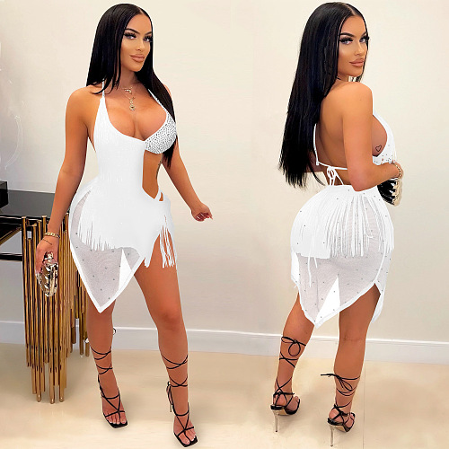 WHOLESALE | Tassel & Rhinestone Back Tied Dress
