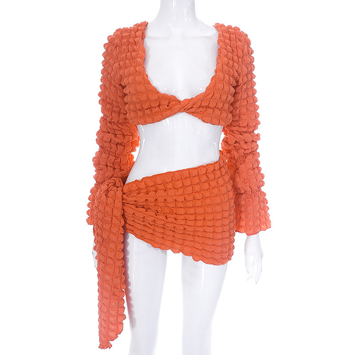 WHOLESALE | Popcorn Crop Skirt Set