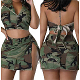 WHOLESALE | Camo Halter Skirt Set