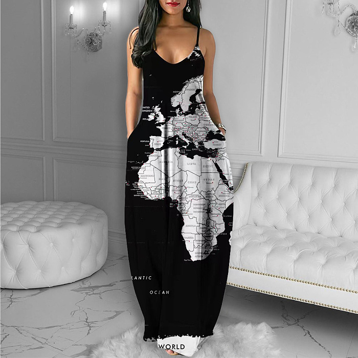 WHOLESALE | Map Printed Maxi Dress
