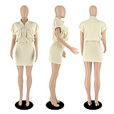 SUPER  WHOLESALE | Half Zipper Up Drawstring Dress