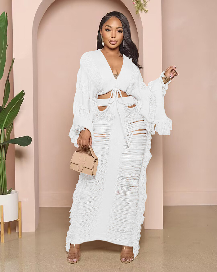 WHOLESALE | Tassel See-through Skirt Set