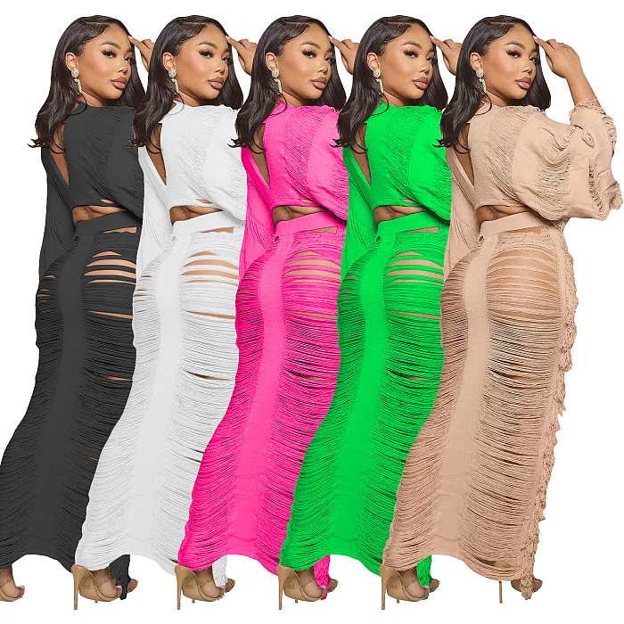 WHOLESALE | Tassel See-through Skirt Set
