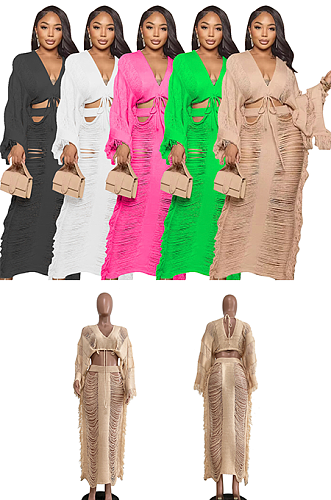 WHOLESALE | Tassel See-through Skirt Set