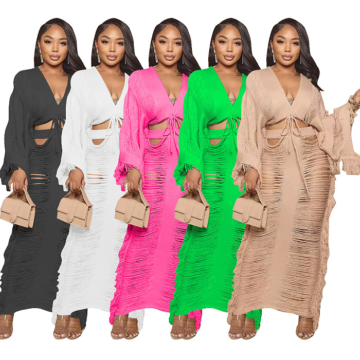 WHOLESALE | Tassel See-through Skirt Set