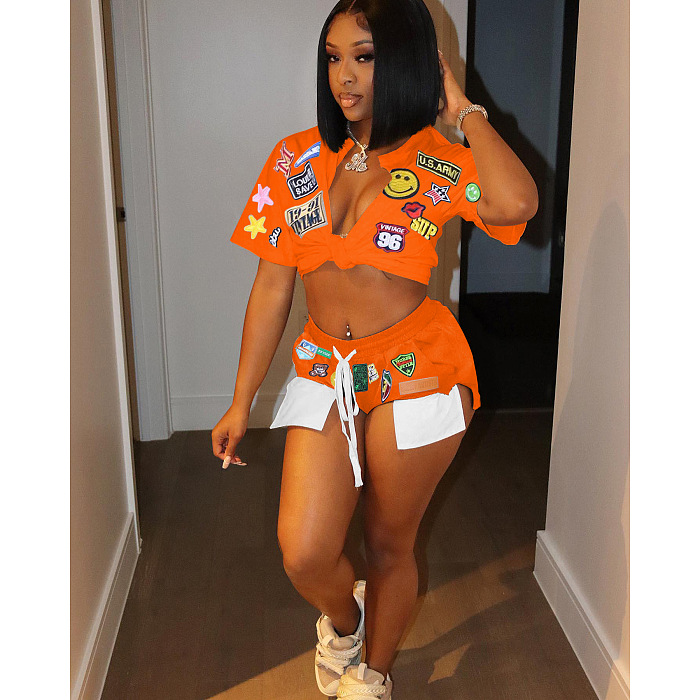 WHOLESALE |  Printed Self-tied Top Shorts Set