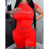 `WHOLESALE | Slogan Printed Shorts Set