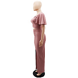 WHOLESALE |  Pitted Fabric Front Split Skirt Set