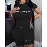 `WHOLESALE | Slogan Printed Shorts Set