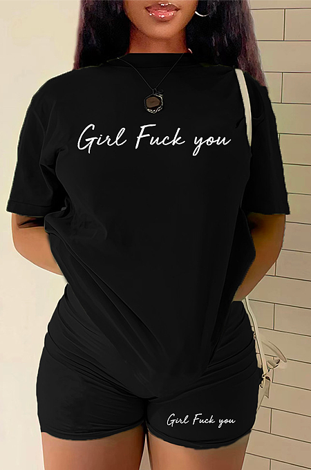 `WHOLESALE | Slogan Printed Shorts Set