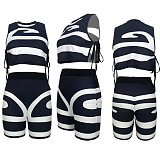 WHOLESALE | Zebra Printed Off-shoulder Shorts Set
