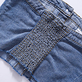 WHOLESALE | Denim Button Up Elastic Back Top