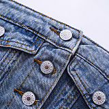WHOLESALE | Denim Button Up Elastic Back Top