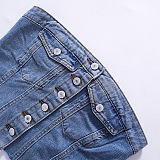 WHOLESALE | Denim Button Up Elastic Back Top