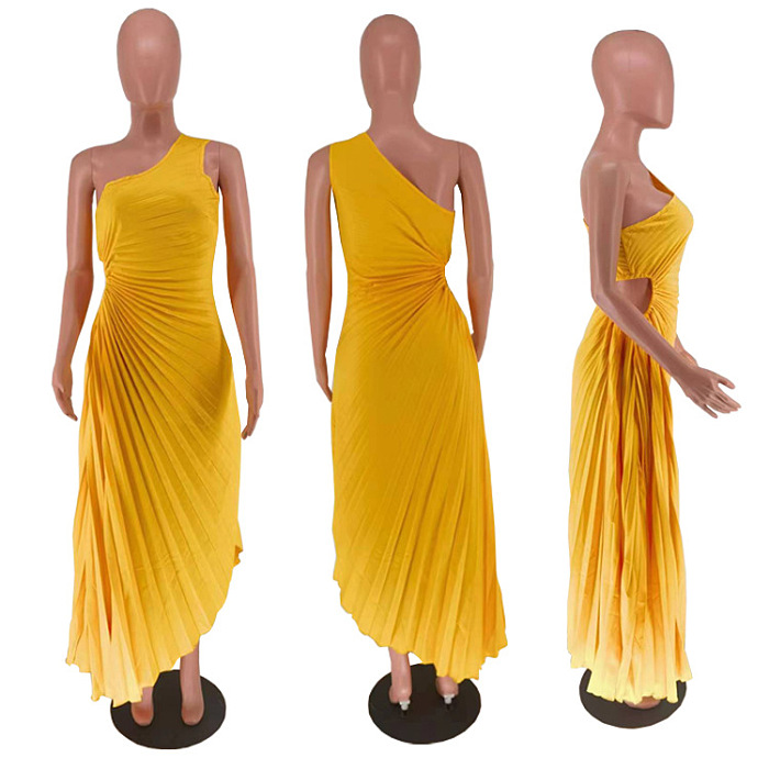 WHOLESALE | Pleated One Shoulder Dress