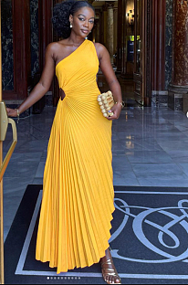 WHOLESALE | Pleated One Shoulder Dress