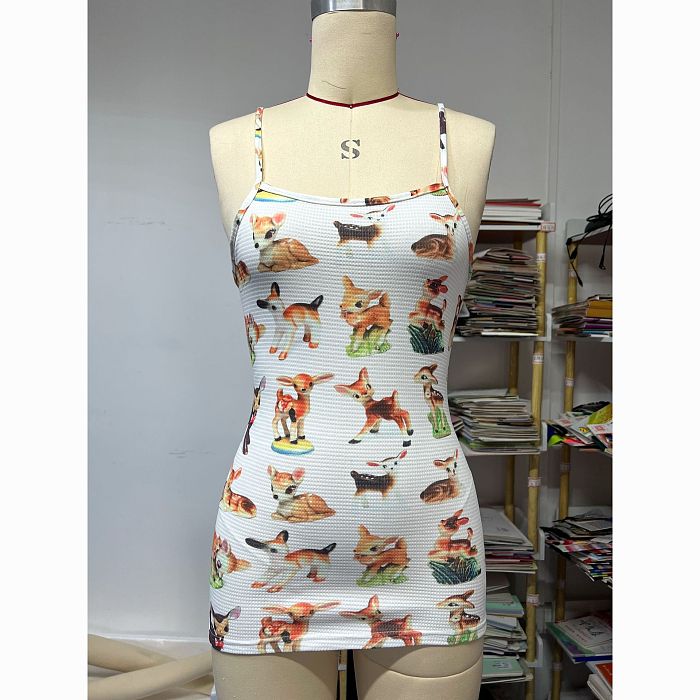 WHOLESALE | waffle pattern Baby Reindeer Printed Maxi Dress