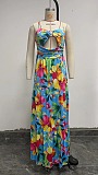 WHOLESALE |  Floral Printed Open Back Flare Dress