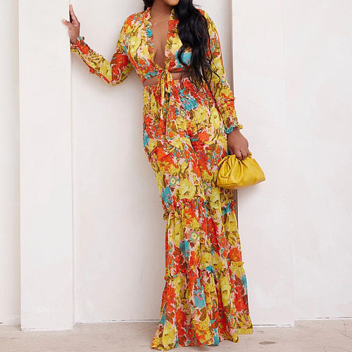WHOLESALE |  Floral Printed Loose Pants Set