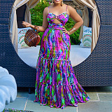 WHOLESALE |  Floral Printed Open Back Flare Dress