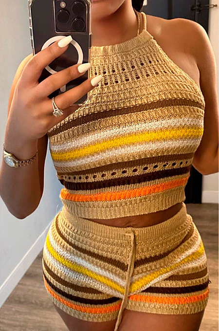 WHOLESALE |  Knitted Halter Top and Shorts Set