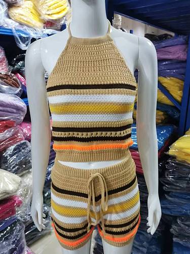 WHOLESALE |  Knitted Halter Top and Shorts Set